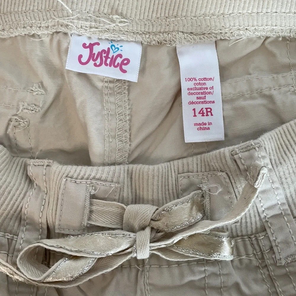 Justice cream crop pants youth size 14 - Can wear 3 different ways!